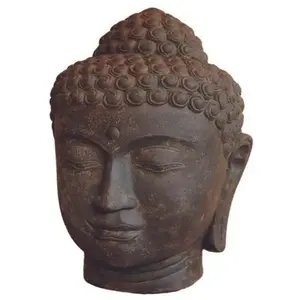 Jardinex - Statue jardin bouddha tête 50 cm - Gris anthracite 50 cm