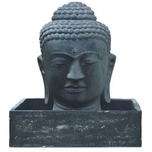 Jardinex - Fontaine tête de bouddha 75 cm + Bac - Gris anthracite 96 cm pas cher