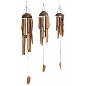 Jardinex - Carillon à vent bambou - Marron 30 cm pas cher
