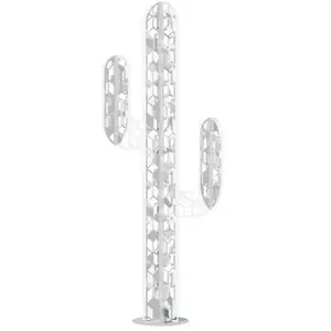 Jardinex - Cactus métal 3 branches origami - Blanc 110 cm