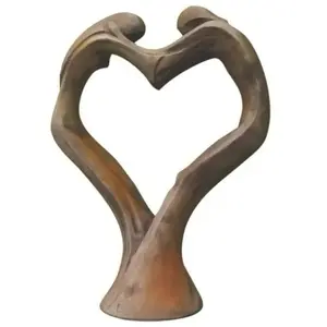 JARDINEX Statue de jardin en pierre Tristan et Iseult coeur - Rouille 102 cm