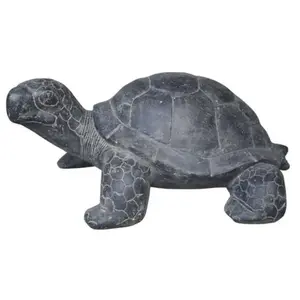Jardinex - Statue jardin tortue l. 62 cm - Gris anthracite 25 cm