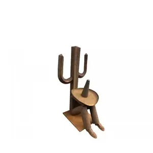 JARDINEX Statue déco jardin Mexicain H.155 cm - Rouille pas cher