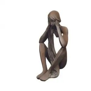 Jardinex Statue de jardin Tristan assis effet demi rouille - Rouille 86 cm pas cher