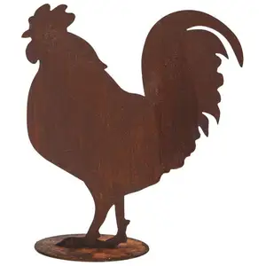 Comparateur de prix : Jardinex Figurine Coq en métal rouillé : déco jardin - Rouille