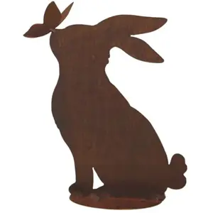 Jardinex Figurine Lapin bisou métal rouille : déco jardin - Rouille pas cher