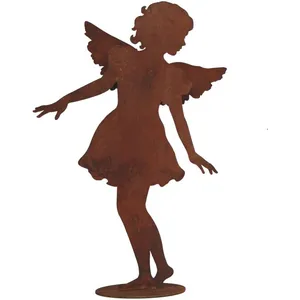 Jardinex Personnage Ange métal rouillé H.104 cm : déco jardin - Rouille
