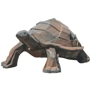 Jardinex Sculpture jardin tortue - style Cubique - h. 25 cm - Gris