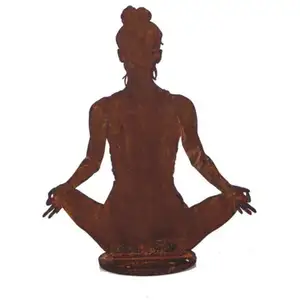 Jardinex Statue de Femme Yoga Métal Rouillé : Déco Zen - Rouille