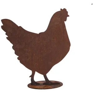 Comparateur de prix : Jardinex Figurine Poule en métal rouillé : déco jardin - Rouille