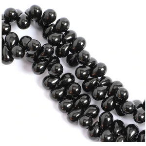 Perles de Bohème sur Fil - Goutte 5 x 7 mm Noir Opaque pas cher