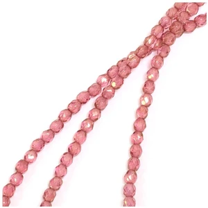 Perles de Bohème sur Fil - Rondes Facettées Rose Irisé Doré Transparen...Vendu parscrapmalin
