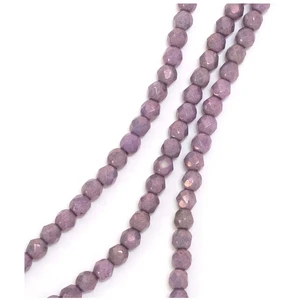Perles de Bohème sur Fil - Rondes Facettées Violet Parme Métallisé Opa... pas cher