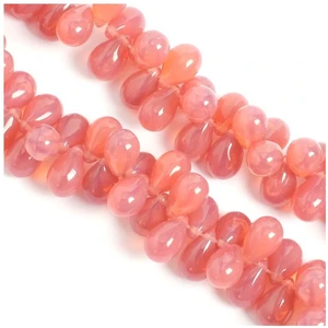 Perles de Bohème sur Fil - Goutte 6 x 9 mm Rose TransparentVendu parscrapmalin