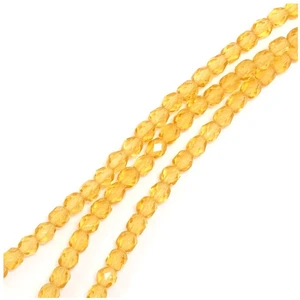 Perles de Bohème sur Fil - Rondes Facettées Jaune Orangé Transparent 4...