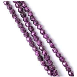 Perles de Bohème sur Fil - Rondes Facettées Violet Opaque Métallisé 4 ...Vendu parscrapmalin