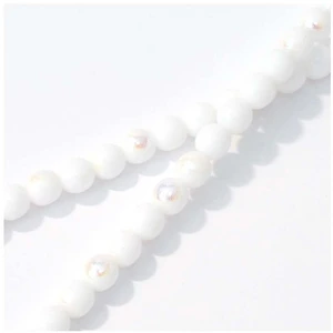 Perles de Bohème sur Fil - Rondes 6 mm Blanc Opaque ABVendu parscrapmalin
