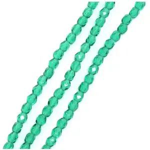Perles de Bohème sur Fil - Rondes Facettées Vert Transparent 4 mm pas cher