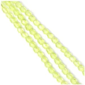 Perles de Bohème sur Fil - Rondes Facettées Vert Lime Transparent 4 mm pas cher