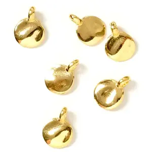 Perles Corner Pendentif Rond Doré à l'or fin 24K - 6 pcs