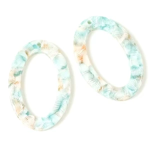 Perles Corner Pendentif Ovale Acétate Corail Turquoise - 2 pcsVendu parscrapmalin