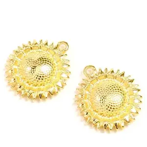 Perles Corner Pendentif Tournesol Doré à l'or fin 24K - 2 pcsVendu parscrapmalin