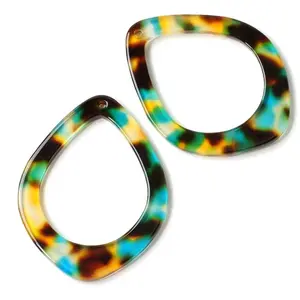 Perles Corner Pendentif Goutte Acétate Marron Turquoise - 2 pcsVendu parscrapmalin