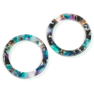 Perles Corner Pendentif Anneau 32 mm Acétate Noir Turquoise - 2 pcsVendu parscrapmalin