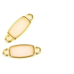 Perles Corner Connecteur Vitrail Rectangle Crème Doré à l'or fin 24K - 2 pcsVendu parscrapmalin