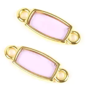 Perles Corner Connecteur Vitrail Rectangle Violet Doré à l'or fin 24K - 2 pcsVendu parscrapmalin