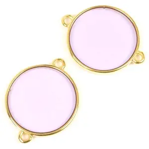 Perles Corner Connecteur Vitrail Rond Violet Doré à l'or fin 24K - 2 pcsVendu parscrapmalin