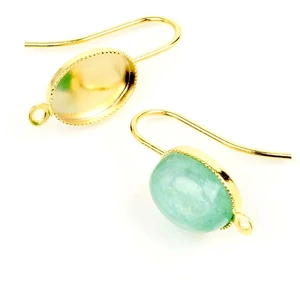 Boucle d'oreille Pour Cabochon Ovale 8 x 10 mm Doré à l'or fin 24K - 2...Vendu parscrapmalin