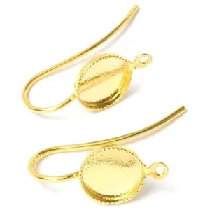 Perles Corner Boucle d'oreille Pour Cabochon 8 mm Doré à l'or fin 24K - 2 pcsVendu parscrapmalin