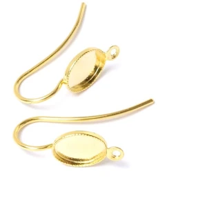 Boucle d'oreille Pour Cabochon Ovale 6 x 8 mm Doré à l'or fin 24K - 2 ...Vendu parscrapmalin