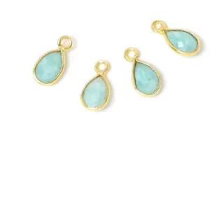 Perles Corner Pendentif Serti Goutte Amazonite Doré à l'or fin 24KVendu parscrapmalin
