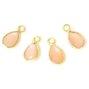 Perles Corner Pendentif Serti Goutte Pierre de Lune Feldspath Doré à l'or fin 24KVendu parscrapmalin