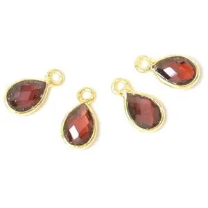 Perles Corner Pendentif Serti Goutte Grenat Doré à l'or fin 24KVendu parscrapmalin
