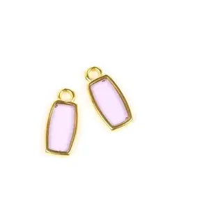 Perles Corner Pendentif Vitrail Rectangle Doré à l'or fin 24K - 2 pcs VioletVendu parscrapmalin