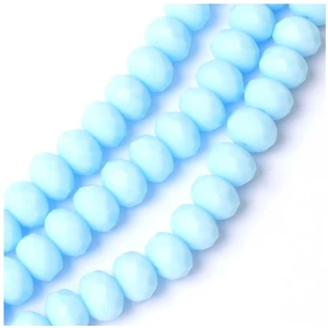 Perles de Bohème sur Fil - Facettées Bleu Clair Mat Opaque 6 x 8 mm pas cher