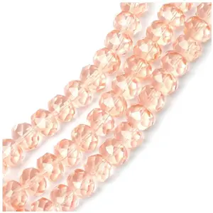 Perles de Bohème sur Fil - Facettées Corail Transparent 6 x 8 mm pas cher