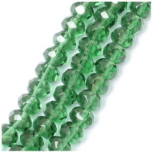 Perles de Bohème sur Fil - Facettées Vert Olive Transparent 6 x 8 mm