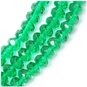 Perles de Bohème sur Fil - Facettées Vert Émeraude Transparent 6 x 8 m...Vendu parscrapmalin