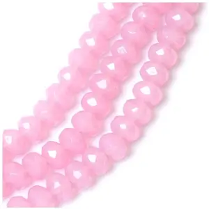 Perles de Bohème sur Fil - Facettées Rose Transparent 6 x 8 mmVendu parscrapmalin