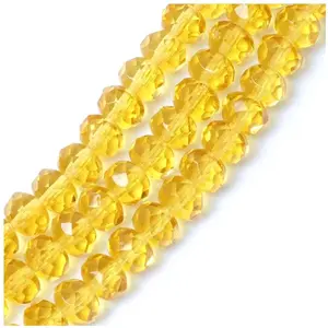 Perles de Bohème sur Fil - Facettées Jaune Transparent 6 x 8 mmVendu parscrapmalin