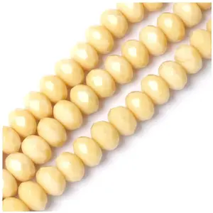 Perles de Bohème sur Fil - Facettées Crème Ivoire 6 x 8 mm pas cher
