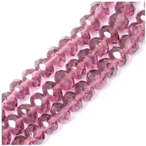 Perles de Bohème sur Fil - Facettées Violine Transparent 6 x 8 mmVendu parscrapmalin
