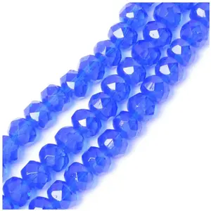 Perles de Bohème sur Fil - Facettées Bleu Intense Transparent 6 x 8 mm