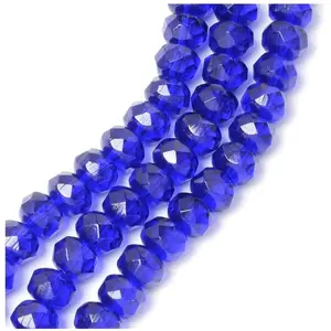 Perles de Bohème sur Fil - Facettées Bleu Nuit Transparent 6 x 8 mm