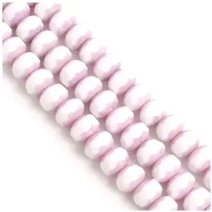 Perles de Bohème sur Fil - Facettées Blanc Parme Opaque 6 x 8 mmVendu parscrapmalin