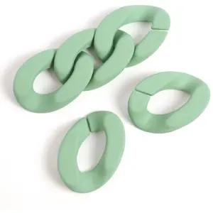 Perles Corner Maillon 20 x 28 mm Acétate Vert Argile Mat - 6 pcs